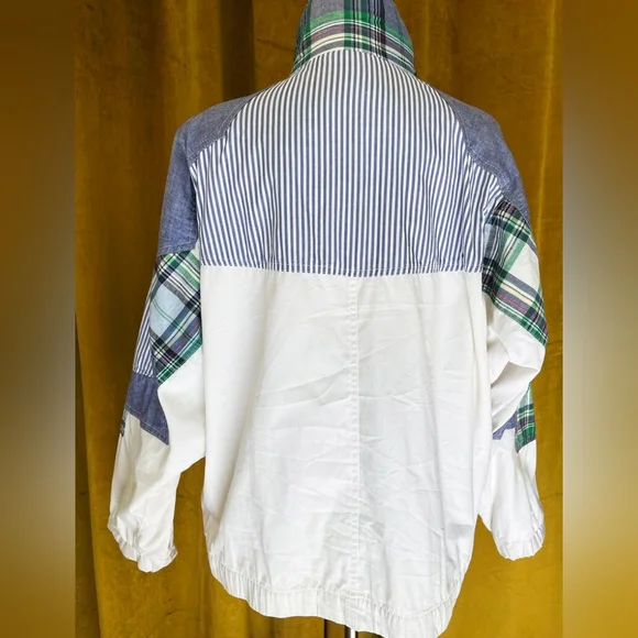 Vintage 80s Patchwork Plaid White Jacket - Picture 5 of 14